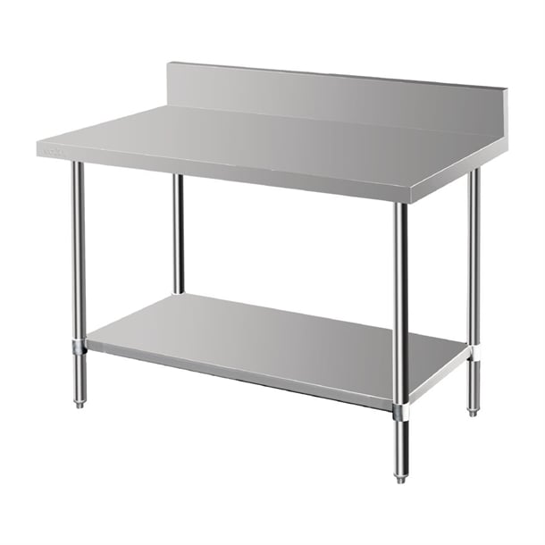 Vogue Premium 304 Stainless Steel Table with Upstand - 1200x600x900mm - Hospitality Connect