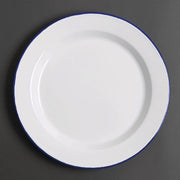 Olympia Enamel White/Blue Dinner Plate - 300mm 12" (Box 6) - Hospitality Connect