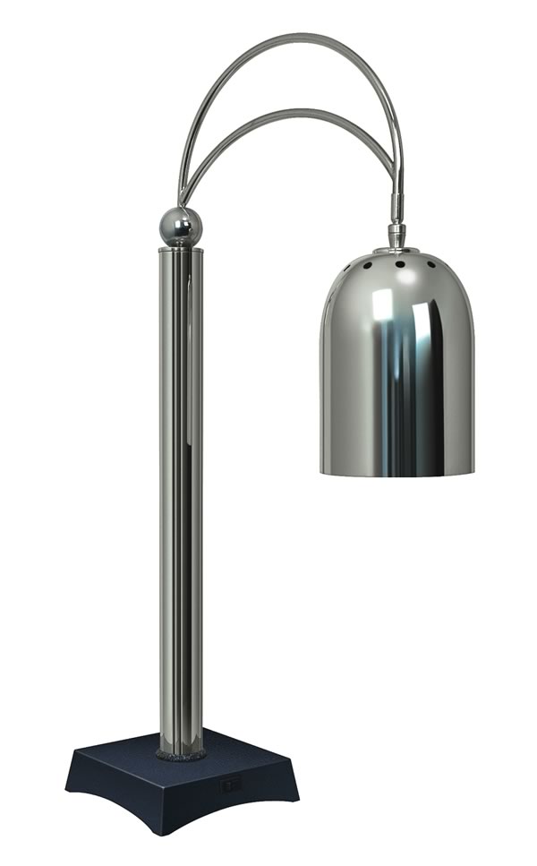DCS400-1-BN Hatco Glo-Ray Decorative Carving Station in Bright Nickel - Freestanding overhead heat lamp on sturdy 203mm square base 527mm x 864mm - 1168mm - Hospitality Connect