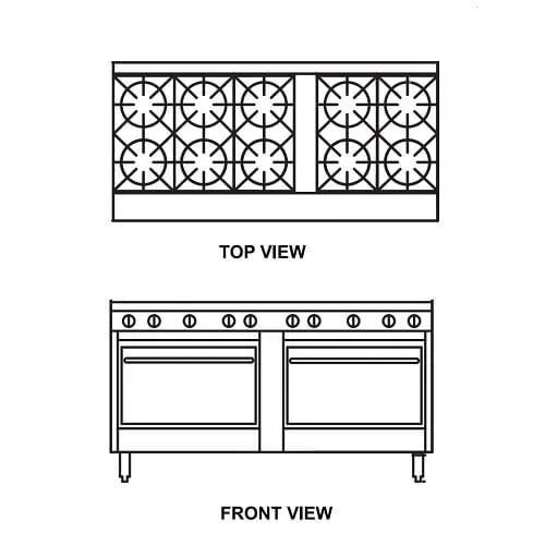 Goldstein 800 SERIES 10 Burner Cooktop DOUBLE OVEN RANGES GAS PF102258 - Hospitality Connect