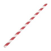 Fiesta Compostable Paper Straw Red & White Stripe - 6mm (Box 250)