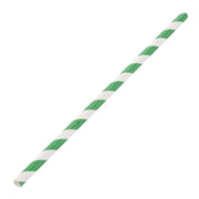 Fiesta Compostable Paper Straw Green & White Stripe - 6mm (Box 250)