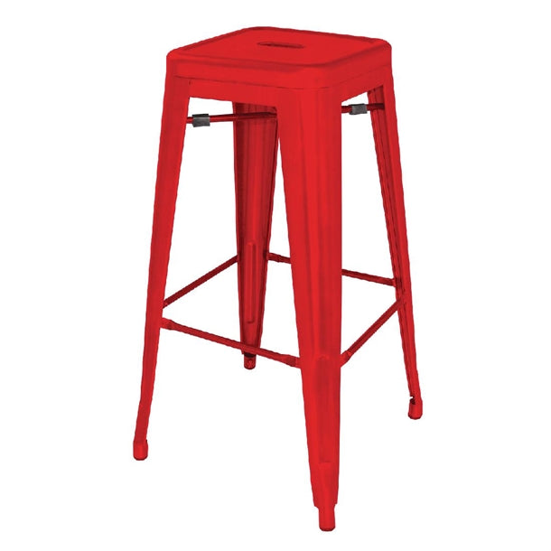 Bolero Red Steel Bistro High Stool (Pack 4) DL871