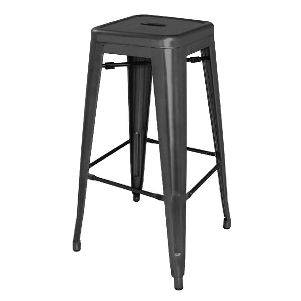 Bolero Black Steel Bistro High Stool (Pack 4) DL881