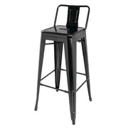 Bolero Black Steel Bistro High Stool with Backrest (Pack 4) DL882
