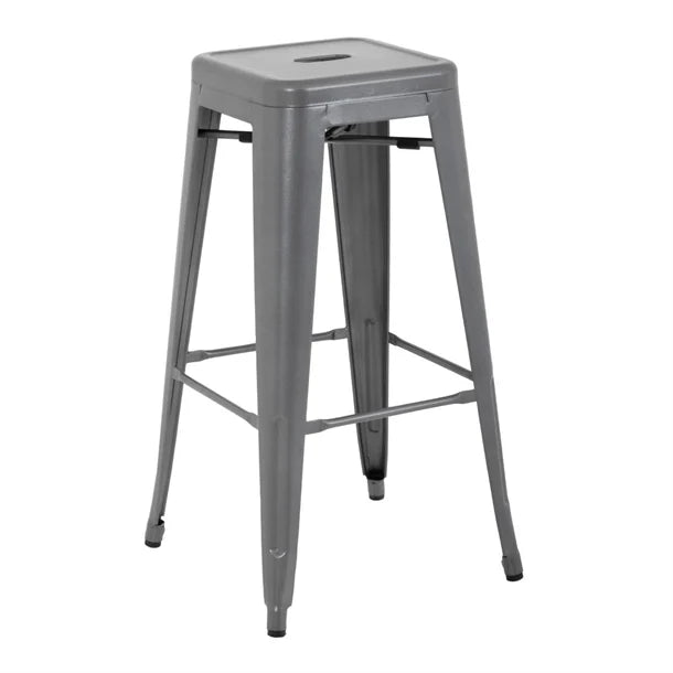 Bolero Bistro Metal High Bar Stool Gun Metal Grey (Pack of 4)