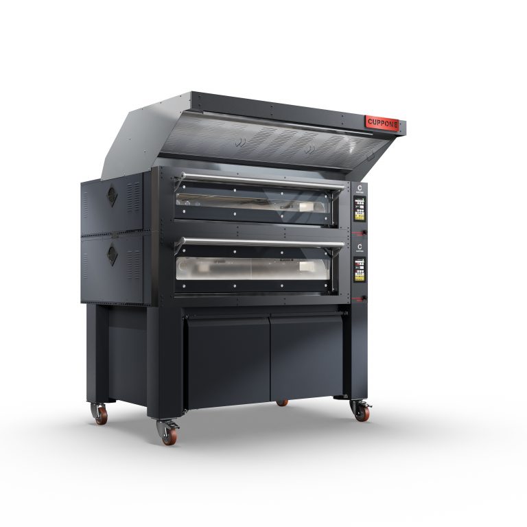 Cuppone DELTA pizza oven with high door, two-tray capacity, sandstone base, deck oven for commercial pizza baking