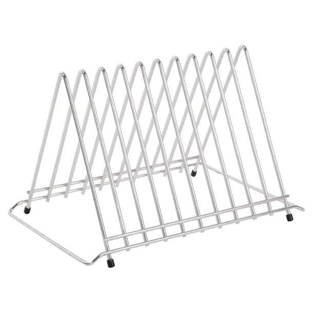 Hygiplas Stainless Steel Heavy Duty Chopping Board Rack - 10 Slots - Hospitality Connect