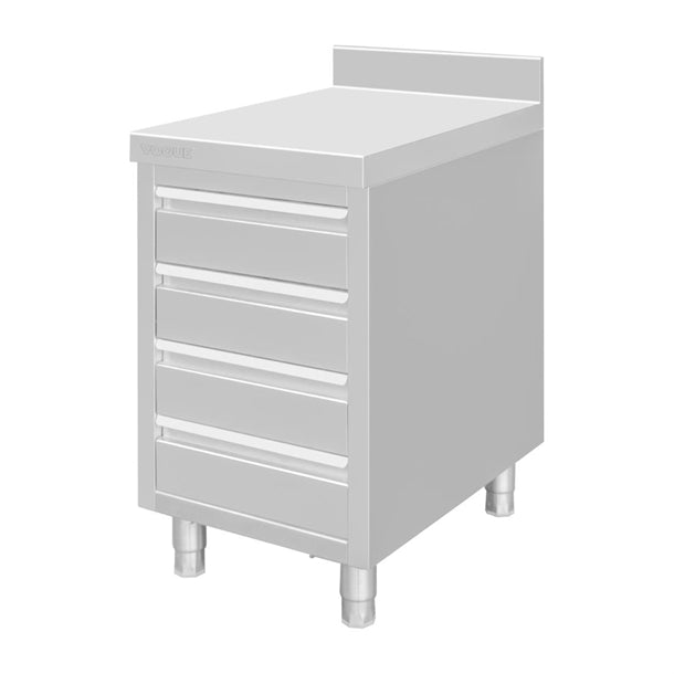 Vogue St/St 4 Drawer Workstation with 100mm Upstand - 900x700x500mm - Hospitality Connect