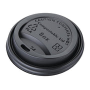 Fiesta Compostable Lid for Hot Cups Black - 340ml (Box 1000)