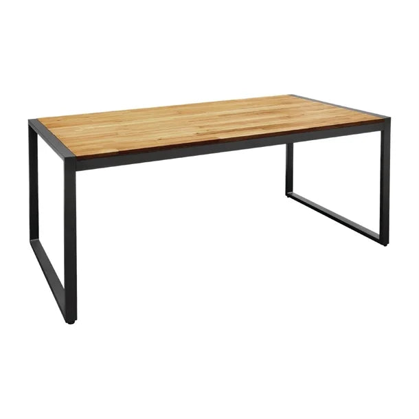 Bolero Steel & Acacia Industrial Table - 1800x900mm  DS1157