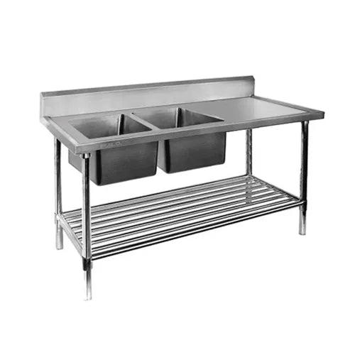 Modular Double Left Sink Bench with Pot Undershelf DSB7-1800LA. - Hospitality Connect