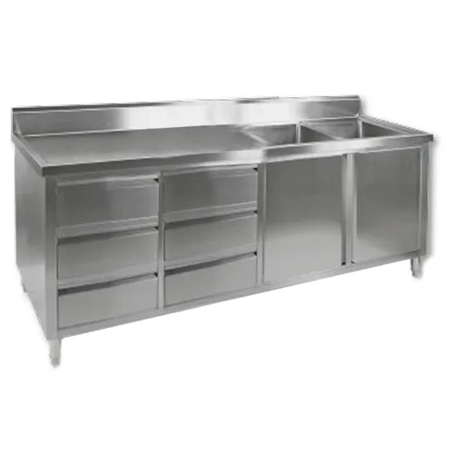 Modular KITCHEN TIDY CABINET WITH DOUBLE RIGHT SINKS DSC-2100R-H. - Hospitality Connect