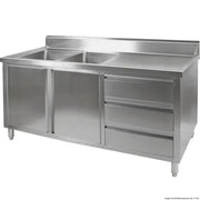 Modular KITCHEN TIDY CABINET WITH DOUBLE LEFT SINKS DSC-2400L-H - Hospitality Connect