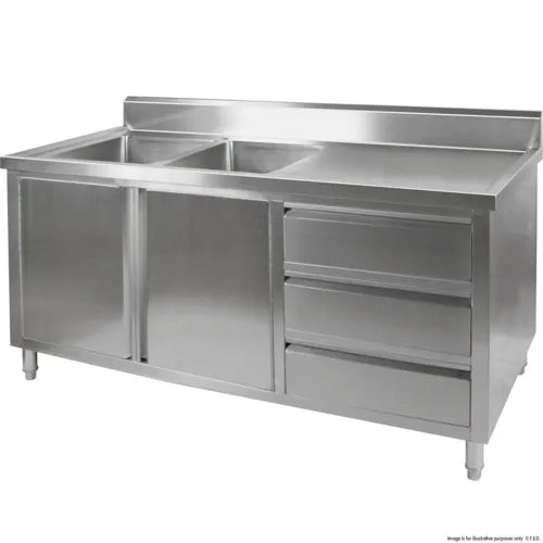 Modular KITCHEN TIDY CABINET WITH DOUBLE LEFT SINKS DSC-2400L-H - Hospitality Connect