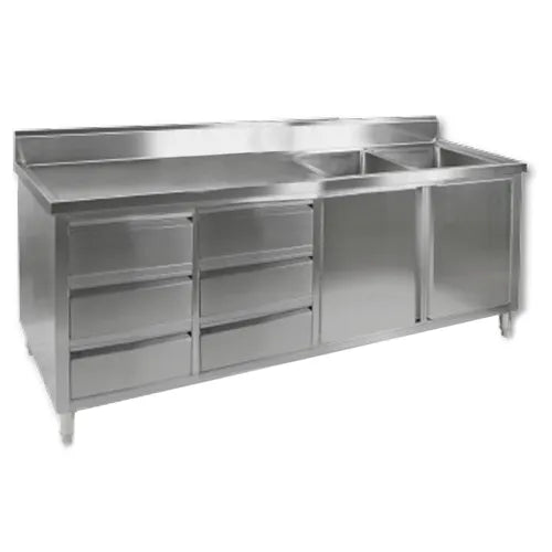 Modular KITCHEN TIDY CABINET WITH DOUBLE RIGHT SINKS DSC-2400R-H. - Hospitality Connect