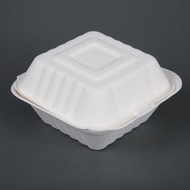 Fiesta Compostable Bagasse Burger Box - 81x149x152mm (Pack 500)
