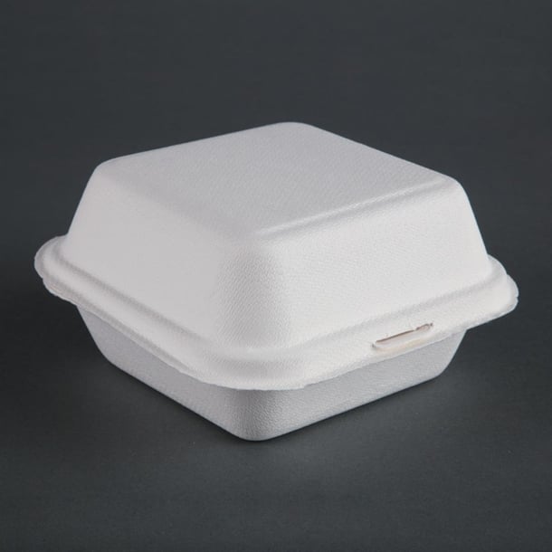 Fiesta Compostable Bagasse Burger Box - 84x153x150mm (Pack 500)