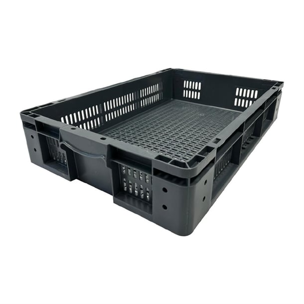 Vogue Perforated Plastic Storage Crate - 600x400x120mm