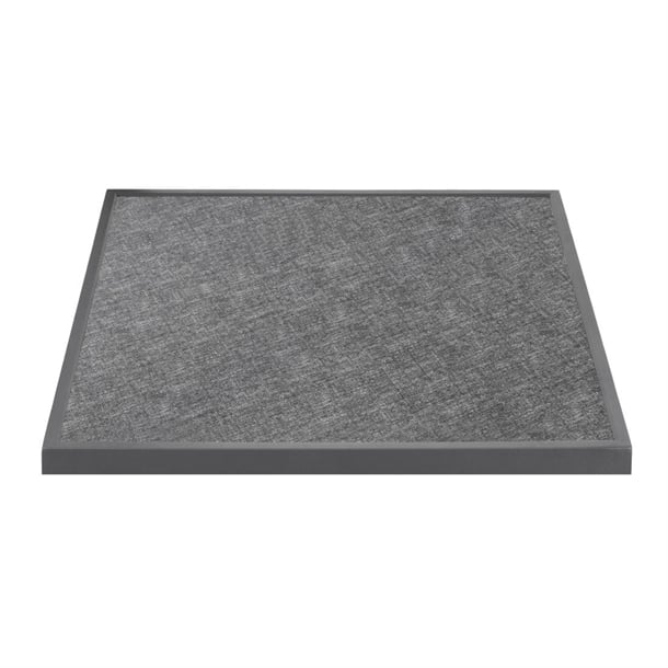 Bolero Black Brushed Mix Outdoor Fibre Glass Table Top Square Grey Trim - 700mm DZ873