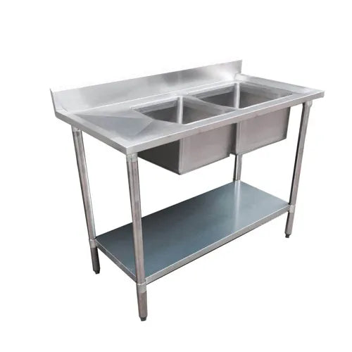Modular Economic 304 Grade SS Right Double Sink Bench 1500x600x900 with 400 and 500x400x250 sinks 1500-6-DSBR. - Hospitality Connect