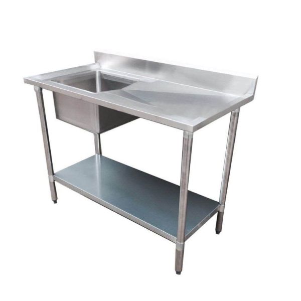 Modular Economic 304 Grade SS Left Single Sink Bench 1200x600x900 with 400x400x250 sink 1200-6-SSBL. - Hospitality Connect