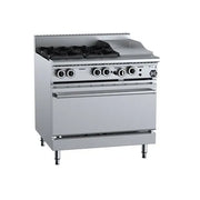 B&S Black Oven with Four Open Burners & 300mm Grill Plate OV-SB4-GRP3. - Hospitality Connect