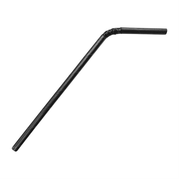 Fiesta Compostable Bendy Paper Straw Black - 210mm 6mm (Pack 250)