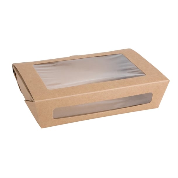 Fiesta Compostable Salad Box with PLA Window - 1200ml (Pack 200)