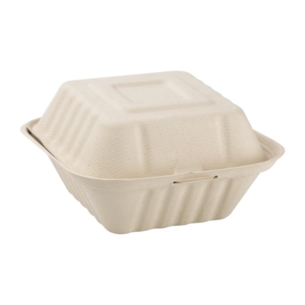 Fiesta Compostable Bagasse Food Container 9x6" 2 Comp Nat Colour (Pack 200)