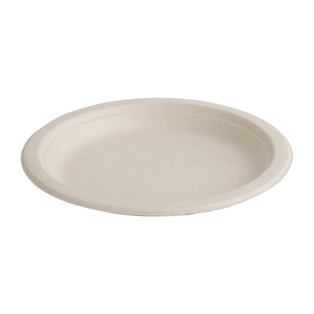 Fiesta Compostable Bagasse Round Plate 179mm Natural Colour (Pack 50)