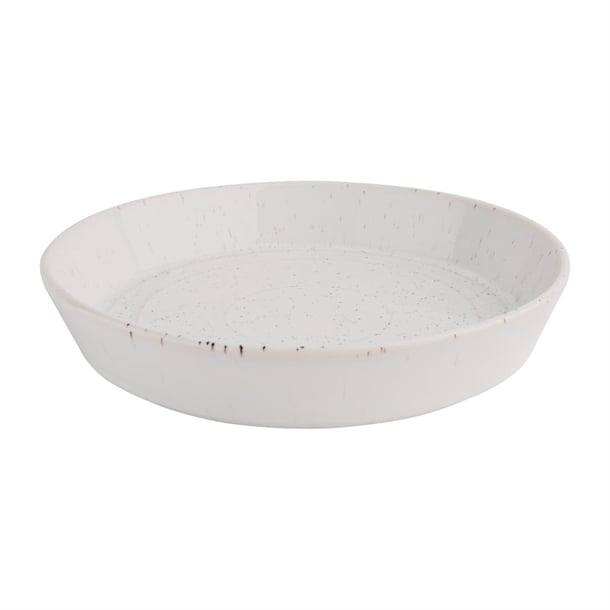 Olympia Cavolo White Speckle Flat Round Bowl - 220mm (Box 4) - Hospitality Connect