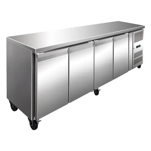 Thermaster SS Four Door Bench Fridge 511L FE4100TN. - Hospitality Connect