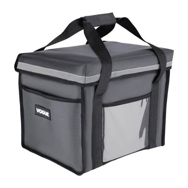 Vogue Insulated Folding Delivery Bag Grey - 540x360x430mm 21x14x17" - Hospitality Connect
