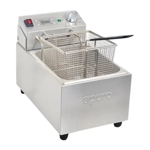 Apuro Single Tank Single Basket 5Ltr Countertop Fryer with Timer 2.2kW  FS498-A - Hospitality Connect