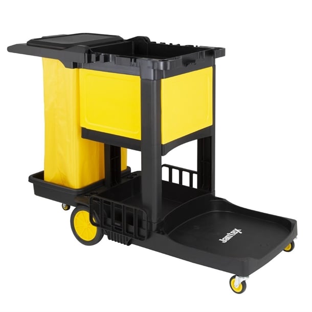 Jantex Cleaning Trolley Black with Lockable Cabinet - Hospitality Connect