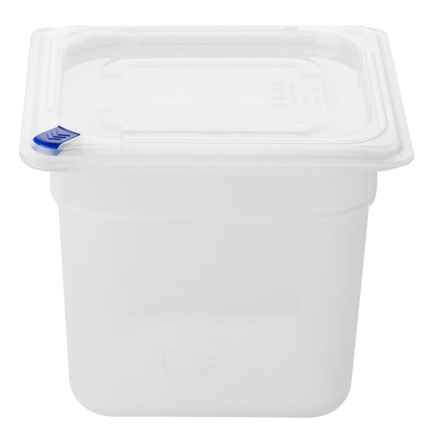 Hygiplas Click PP 1/6 GN with Lid & 7 Colour clips - 150mm 2.2Ltr (Pack 4)