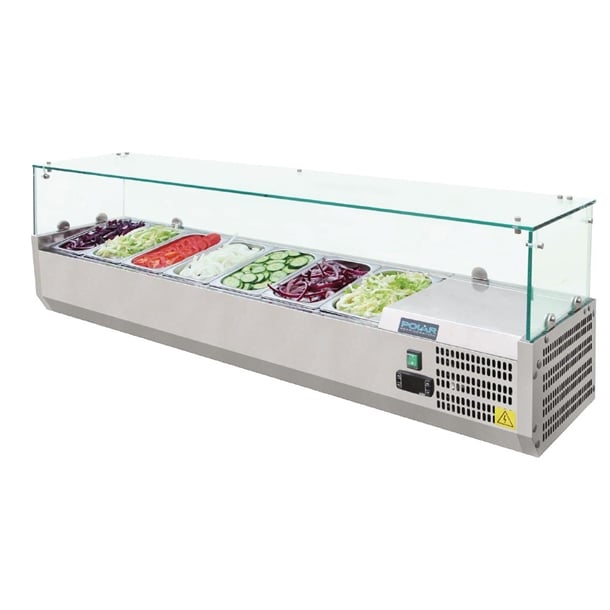 Polar G-Series Countertop Prep Fridge 7x 1/4GN with Glass Sneeze guard