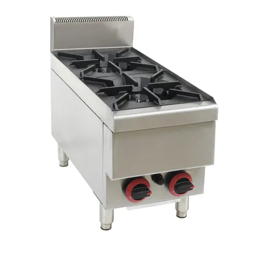 GASMAX Benchtop LPG 2 Burner Cooktop w Splashback JUS-TR-2BLPG. - Hospitality Connect