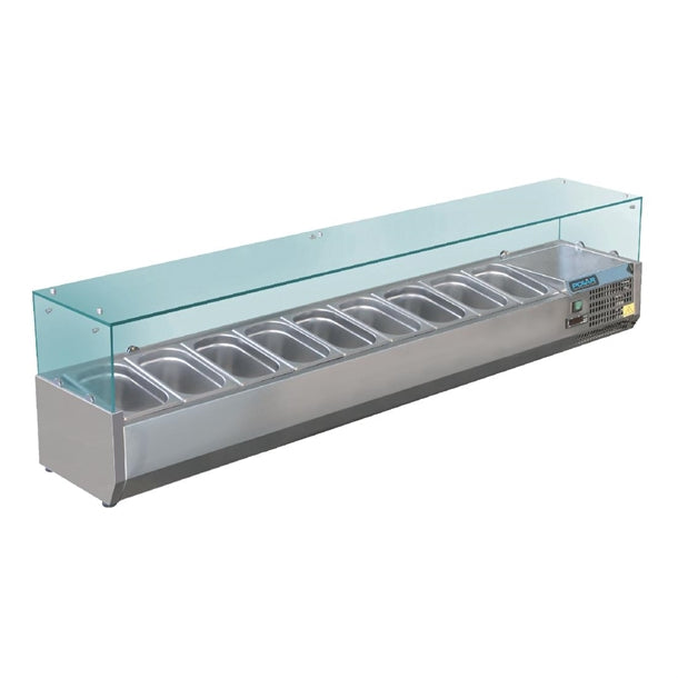 Polar G-Series Countertop Prep Fridge 8x 1/3GN with Glass Sneeze guard GD877-A - Hospitality Connect