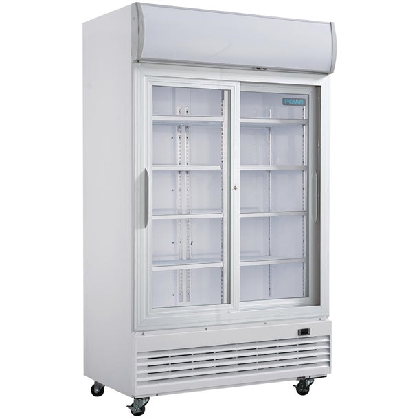 Polar G-Series Upright Display Cooler with Light Box Hinged Door - 950Ltr GE580-A - Hospitality Connect
