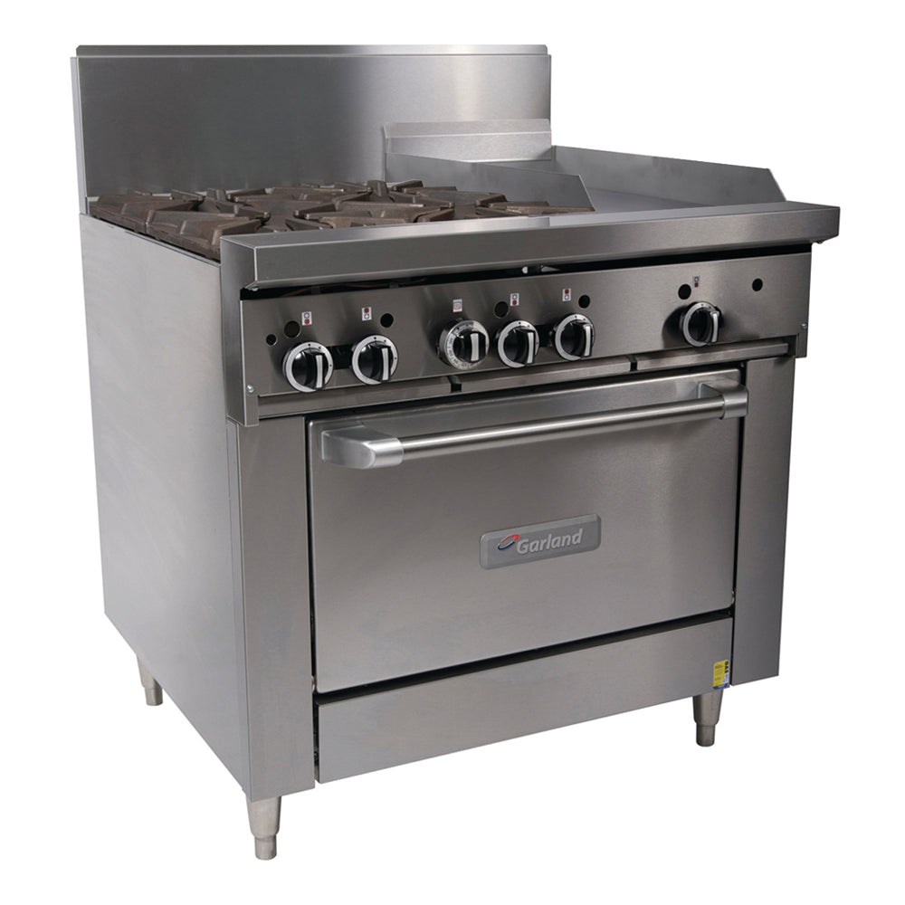 Garland Restaurant Range 900mm Wide 4 Burner 300mm Griddle w Oven GF36-4G12R - Hospitality Connect