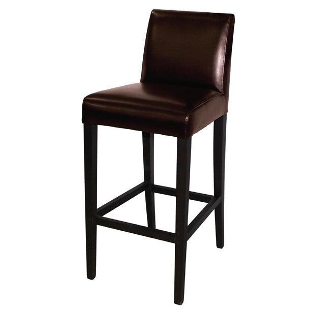 Bolero Faux Leather High Bar Stool with Full Back Dark Brown - Hospitality Connect