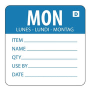 Hygiplas Day of the Week Dissolvable Food Prep Label Monday 2'' (Roll 250)
