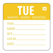 Hygiplas Day of the Week Dissolvable Food Prep Label Tuesday 2'' (Roll 250)