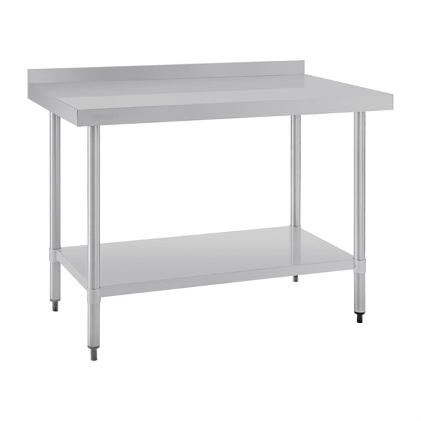 Vogue Stainless Table with splashback St/St - 1500x700x900mm 59x27 1/2x35 1/2" - Hospitality Connect