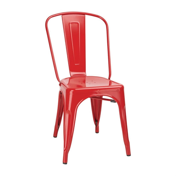 Bolero Red Steel Bistro Side Chair (Pack 4)
