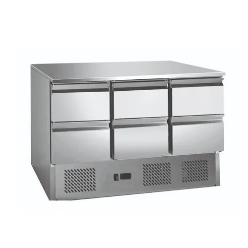 Thermaster 6 drawers SS Compact Workbench Fridge - GNS1300-6D. - Hospitality Connect