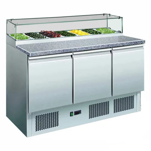 Thermaster Three Door Salad Marble Prep Top GNS1300E . - Hospitality Connect
