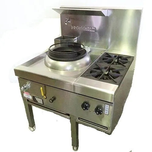 Goldstein Gas WOKS Air Cooled Gas Wok Single Burner/ with side Burner CWA1B2. - Hospitality Connect